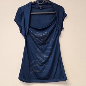 Rhapsody Y2K Embellished Animal Print Top Blue L